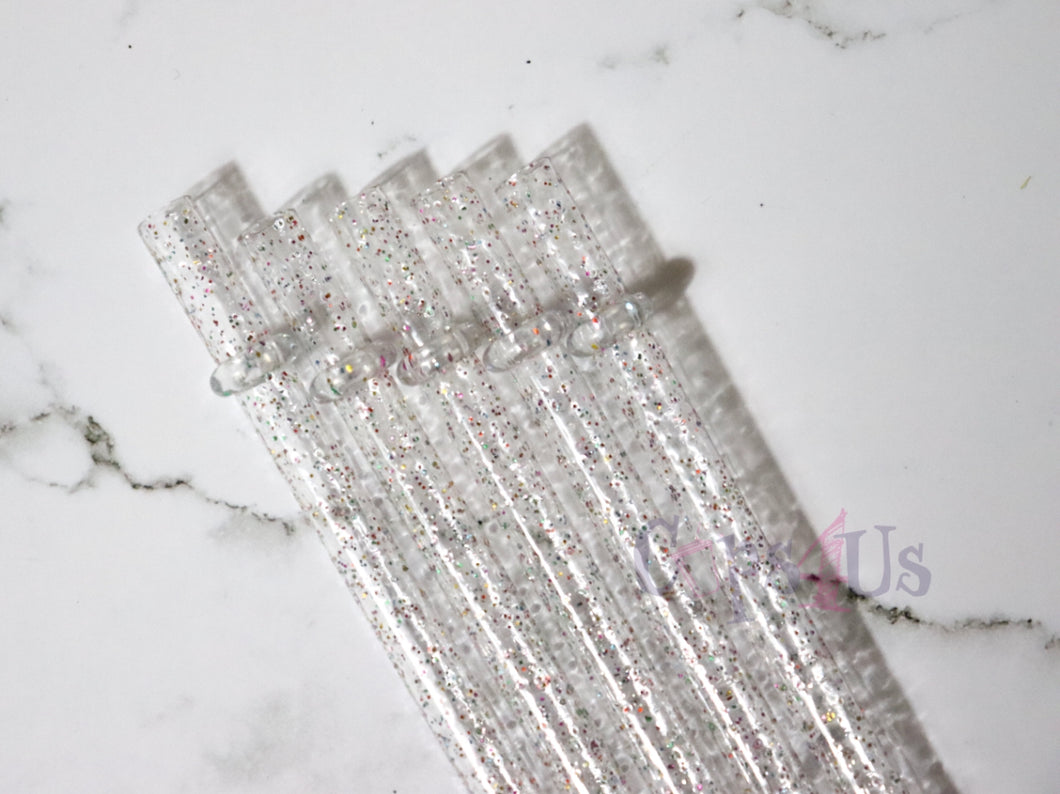 Glitter Straw -Color Clear 5pck
