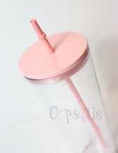 Load image into Gallery viewer, 24oz Dupe Double Wall Tumbler - Pink lid/straw
