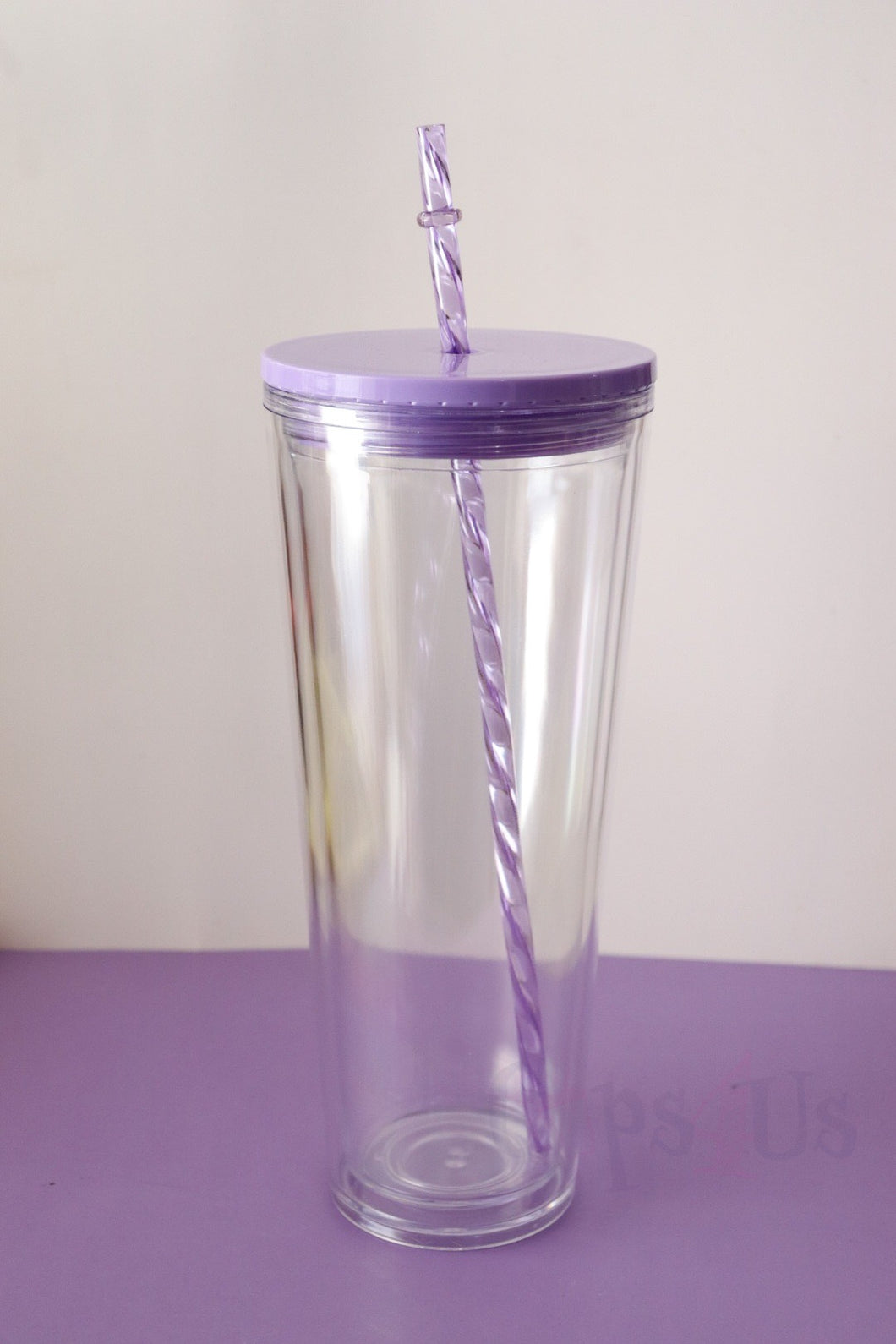 24oz Dupe Double Wall Tumbler - Purple lid/straw