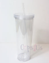 Load image into Gallery viewer, 24oz Dupe Double Wall Tumbler - Clear lid/straw
