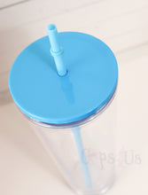 Load image into Gallery viewer, 24oz Dupe Double Wall Tumbler - Bright Blue lid/straw
