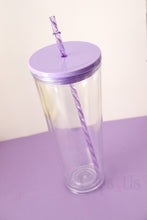 Load image into Gallery viewer, 24oz Dupe Double Wall Tumbler - Purple lid/straw
