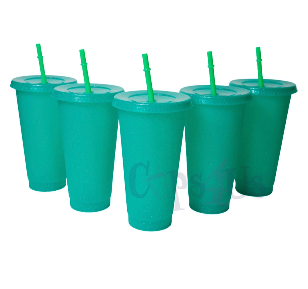 Green Glitter Cups 24oz
